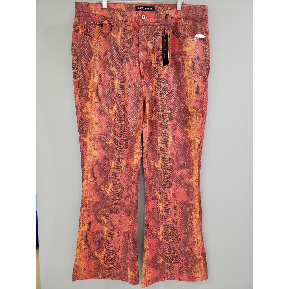 NEW Vintage R.V.T. Snakeskin Print Bootcut Jeans Women Size 24 Plus Size y2k 90s